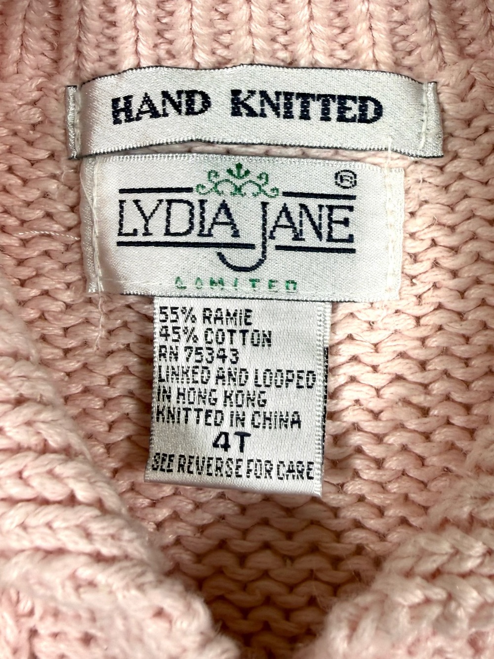 VINTAGE NWT LYDIA JANE Girls Hand Knit Floral Cardigan 4T Cottagecore 90s NEW - Picture 4 of 13
